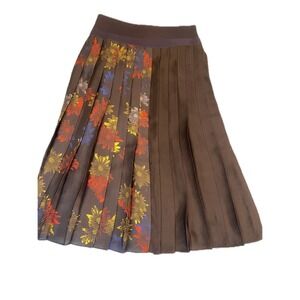 VICTORIA VICTORIA BECKHAM Pleated Skirt Multicolor Floral Print Brown Midi